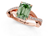 Rose gold Fancy Green Emerald  Cut Diamond Twisted Band Engagement Ring with Prong Setting_4