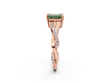 Rose gold Fancy Green Emerald  Cut Diamond Twisted Band Engagement Ring with Prong Setting_5