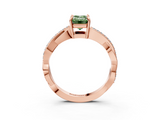 Rose gold Fancy Green Emerald  Cut Diamond Twisted Band Engagement Ring with Prong Setting_6