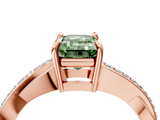Rose gold Fancy Green Emerald  Cut Diamond Twisted Band Engagement Ring with Prong Setting_7