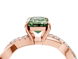 Rose gold Fancy Green Emerald  Cut Diamond Twisted Band with Pavé Setting and Four-Prong Setting_24