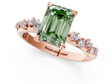 Rose gold Fancy Green Emerald  Cut Diamond Vine Band with Four-Prong Setting_41
