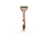 Rose gold Fancy Green Emerald  Cut Diamond Vine Band with Four-Prong Setting_42