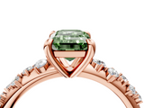 Rose gold Fancy Green Emerald  Cut Diamond Vine Band with Four-Prong Setting_44