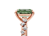 Rose gold Fancy Green Emerald  Cut Diamond Vine Band with Four-Prong Setting_45
