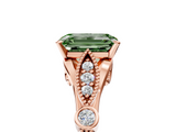 Rose gold Fancy Green Emerald  Cut Diamond with Milgrain Marquise and Bezel Accents on a Solitaire Band with Prong Setting_226