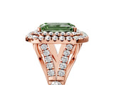 Rose gold Fancy Green Emerald  Cut Double Halo Split Shank Diamond Ring with Prong Setting_54
