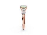Rose gold Fancy Green Emerald  Cut Five-Stone Prong Set Diamond Ring with Classic Band_34