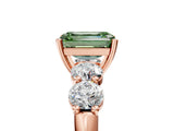 Rose gold Fancy Green Emerald  Cut Five-Stone Prong Set Diamond Ring with Classic Band_37