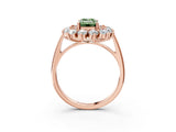 Rose gold Fancy Green Emerald Cut Halo Cluster Diamond Ring with Pave Band and Four-Prong Setting_15