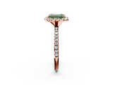 Rose gold Fancy Green Emerald  Cut Halo Diamond Engagement Ring with Pave Band and Four-Prong Setting_22