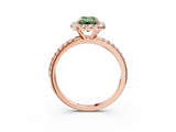 Rose gold Fancy Green Emerald  Cut Halo Diamond Engagement Ring with Pave Band and Four-Prong Setting_23
