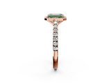 Rose gold Fancy Green Emerald  Cut Halo Diamond Engagement Ring with Pave Band and Four-Prong Setting_30