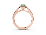 Rose gold Fancy Green Emerald  Cut Halo Diamond Engagement Ring with Pave Band and Four-Prong Setting_31