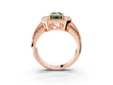 Rose gold Fancy Green Emerald Cut Halo Diamond Engagement Ring with Pave Split Shank and Four-Prong Setting_15