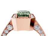 Rose gold Fancy Green Emerald Cut Halo Diamond Engagement Ring with Split Shank Band and Four-Prong Setting_4