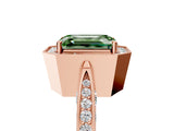 Rose gold Fancy Green Emerald Cut Halo Diamond Engagement Ring with Split Shank Band and Four-Prong Setting_5