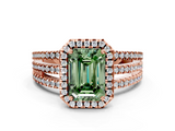 Rose gold Fancy Green Emerald  Cut Halo Diamond Engagement Ring with Split Shank and Four-Prong Setting_20