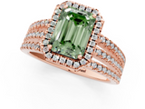 Rose gold Fancy Green Emerald  Cut Halo Diamond Engagement Ring with Split Shank and Four-Prong Setting_21