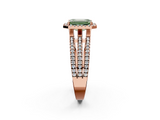 Rose gold Fancy Green Emerald  Cut Halo Diamond Engagement Ring with Split Shank and Four-Prong Setting_22