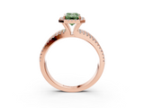 Rose gold Fancy Green Emerald  Cut Halo Diamond Engagement Ring with Split Shank and Four-Prong Setting_23