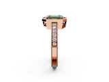 Rose gold Fancy Green Emerald  Cut Halo Diamond Pave Band Ring with Four-Prong Setting_46