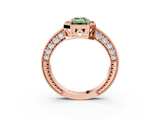 Rose gold Fancy Green Emerald  Cut Halo Diamond Pave Band Ring with Four-Prong Setting_47