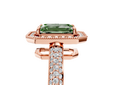 Rose gold Fancy Green Emerald  Cut Halo Diamond Pave Band with Four-Prong Setting_42