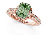 Rose gold Fancy Green Emerald  Cut Halo Diamond Ring with Channel Set Band and Four-Prong Setting_33