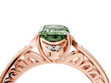 Rose gold Fancy Green Emerald  Cut Halo Diamond Ring with Channel Set Band and Four-Prong Setting_36