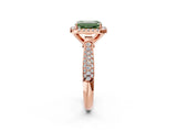 Rose gold Fancy Green Emerald Cut Halo Diamond Ring with Pavé Band_2