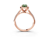 Rose gold Fancy Green Emerald Cut Halo Diamond Ring with Pavé Band_3