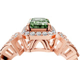 Rose gold Fancy Green Emerald Cut Halo Diamond Split Shank Engagement Ring with Four-Prong Setting_4