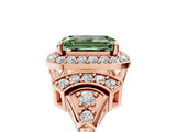 Rose gold Fancy Green Emerald Cut Halo Diamond Split Shank Engagement Ring with Four-Prong Setting_5