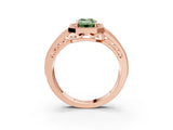 Rose gold Fancy Green Emerald Cut Halo Diamond Split Shank Ring with Prong Setting_15