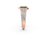 Rose gold Fancy Green Emerald Cut Halo Pavé Diamond Engagement Ring with Split Shank and Four-Prong Setting_5