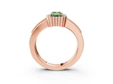 Rose gold Fancy Green Emerald  Cut Halo Pave Band Four-Prong Ring_52