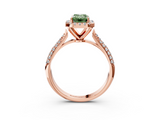 Rose gold Fancy Green Emerald  Cut Halo Pave Band Four-Prong Setting Ring_40