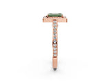Rose gold Fancy Green Emerald  Cut Halo Pave Split Shank Prong Setting Ring_35