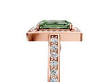 Rose gold Fancy Green Emerald  Cut Halo Pave Split Shank Prong Setting Ring_38