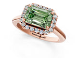 Rose gold Fancy Green Emerald Cut Halo Round Diamond Solitaire Engagement Ring with Pave Band and Four-Prong Setting_13