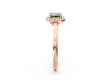 Rose gold Fancy Green Emerald Cut Halo Round Diamond Solitaire Engagement Ring with Pave Band and Four-Prong Setting_14