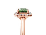 Rose gold Fancy Green Emerald Cut Halo Round Diamond Solitaire Engagement Ring with Pave Band and Four-Prong Setting_17