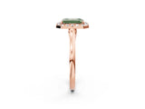 Rose gold Fancy Green Emerald Cut Halo Round Diamond Solitaire Ring with Pavé Band and Four-Prong Setting_2
