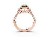 Rose gold Fancy Green Emerald Cut Halo Round Diamond Twist Band with Four-Prong Setting_3