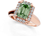 Rose gold Fancy Green Emerald  Cut Halo Solitaire Engagement Ring with Square Band and Four-Prong Setting_67