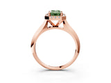 Rose gold Fancy Green Emerald  Cut Halo Solitaire Engagement Ring with Square Band and Four-Prong Setting_69