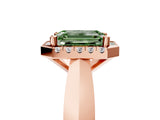 Rose gold Fancy Green Emerald  Cut Halo Solitaire Engagement Ring with Square Band and Four-Prong Setting_71