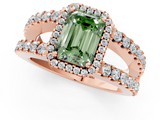 Rose gold Fancy Green Emerald  Cut Halo Split Shank Diamond Ring with Four-Prong Setting_44