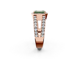 Rose gold Fancy Green Emerald  Cut Halo Split Shank Diamond Ring with Four-Prong Setting_45